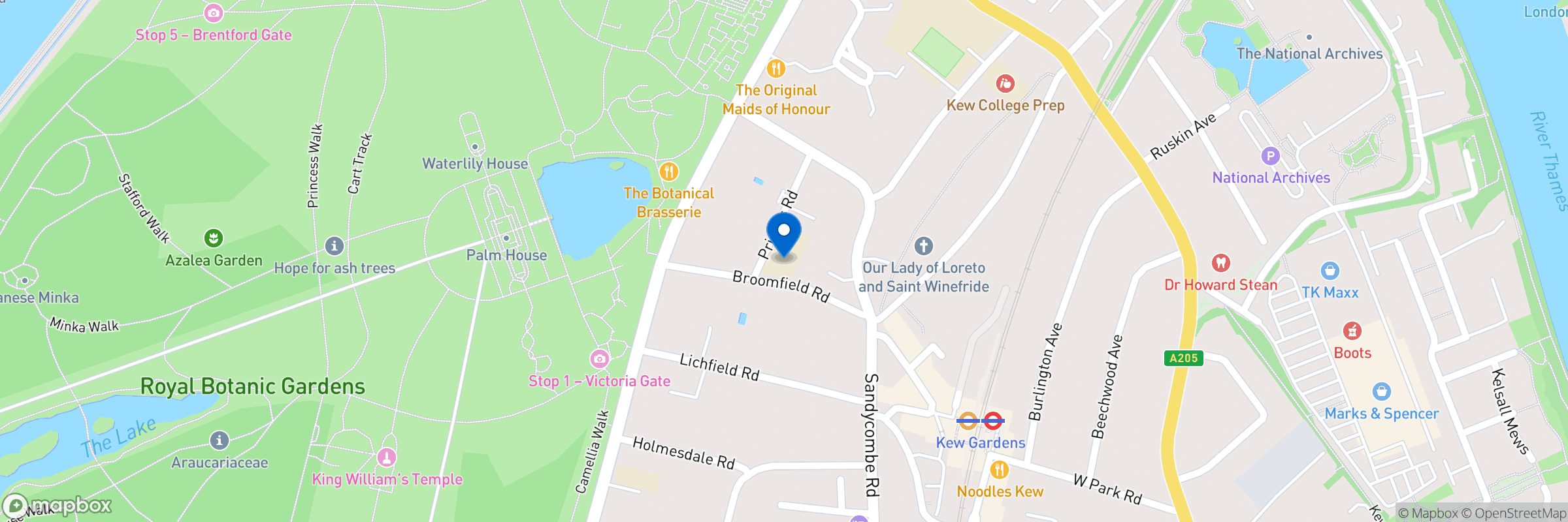 Location map for Broomfield House School