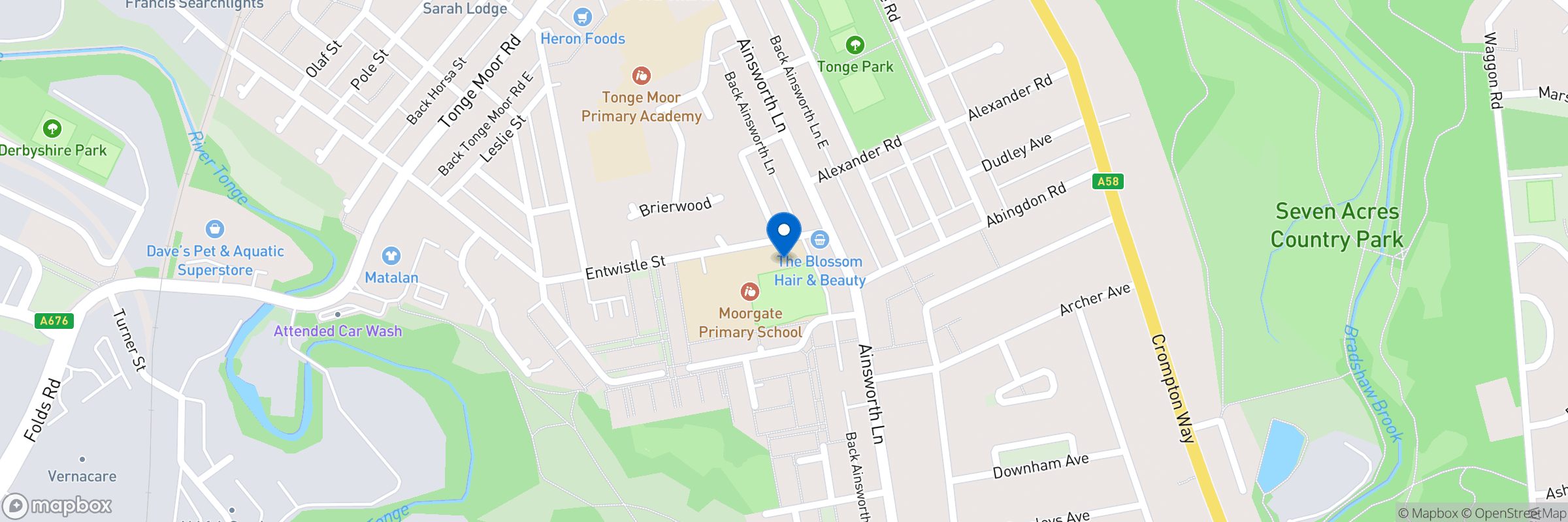 Location map for Moorgate Primary School